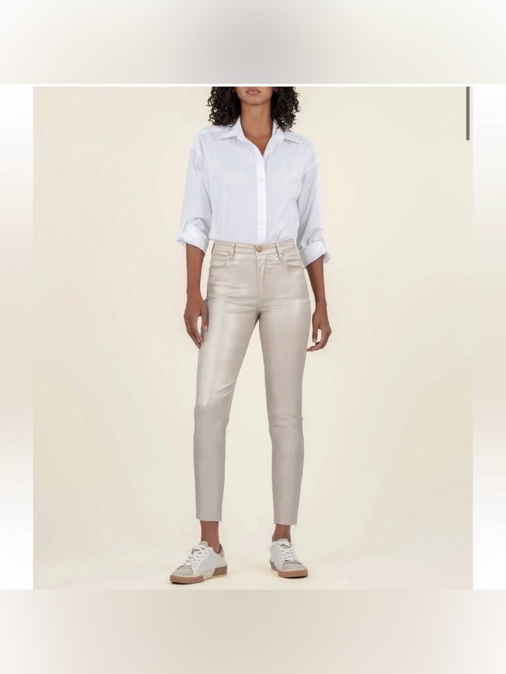 Kut from the Kloth Charlize Fab Ab Cigarette Leg Pants Rose Gold NWT Sz 2 B12